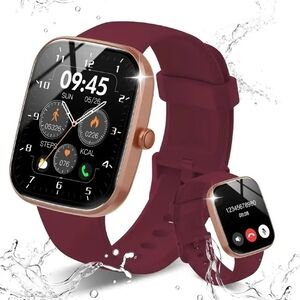 Smartwatch with Burgundy Strap